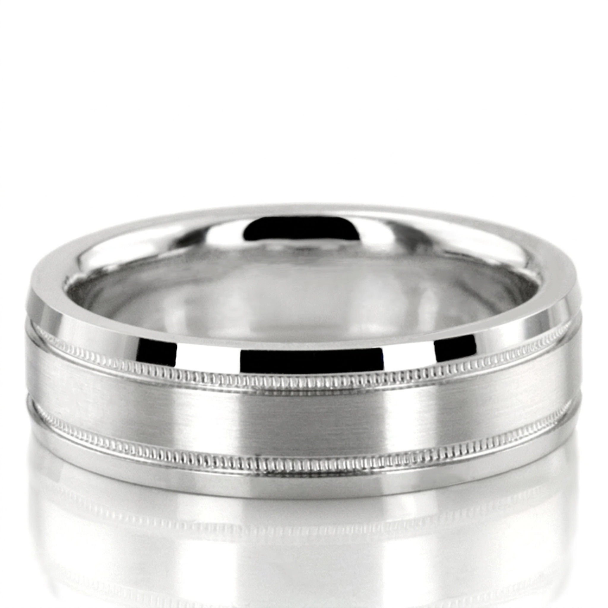 10K white gold 6mm. satin diamond-cut-wedding-ring - main view