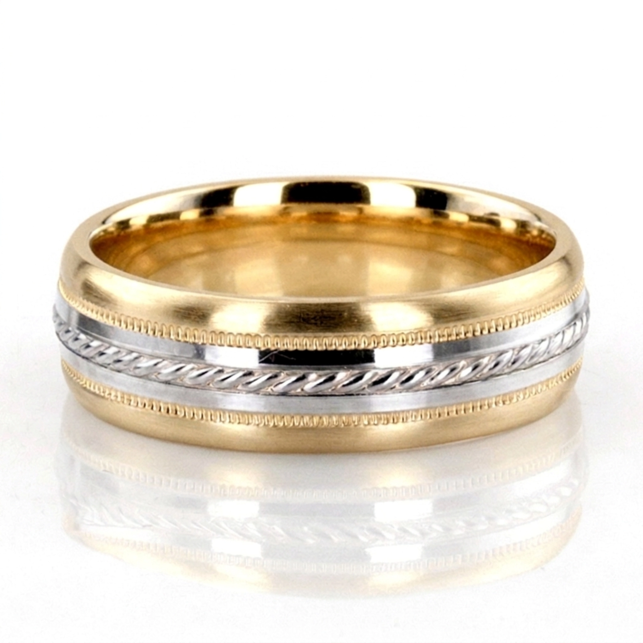 10K yellow-white-yellow gold 7mm. same as picture basic-carved-simple-wedding-bands - alternate view 3