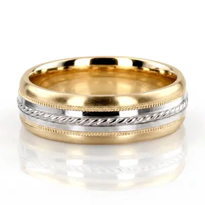 Sturdy Comfort Fit Diamond Carved Wedding Band  - view 3 of 5