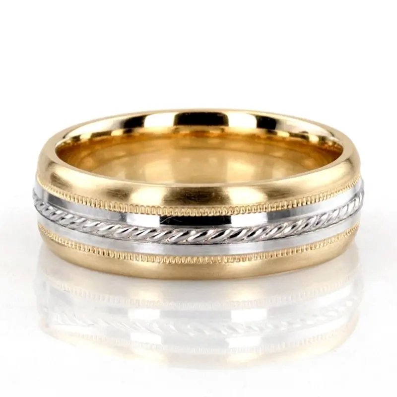 10K yellow-white-yellow gold 7mm. same as picture basic-carved-simple-wedding-bands - alternate view 3