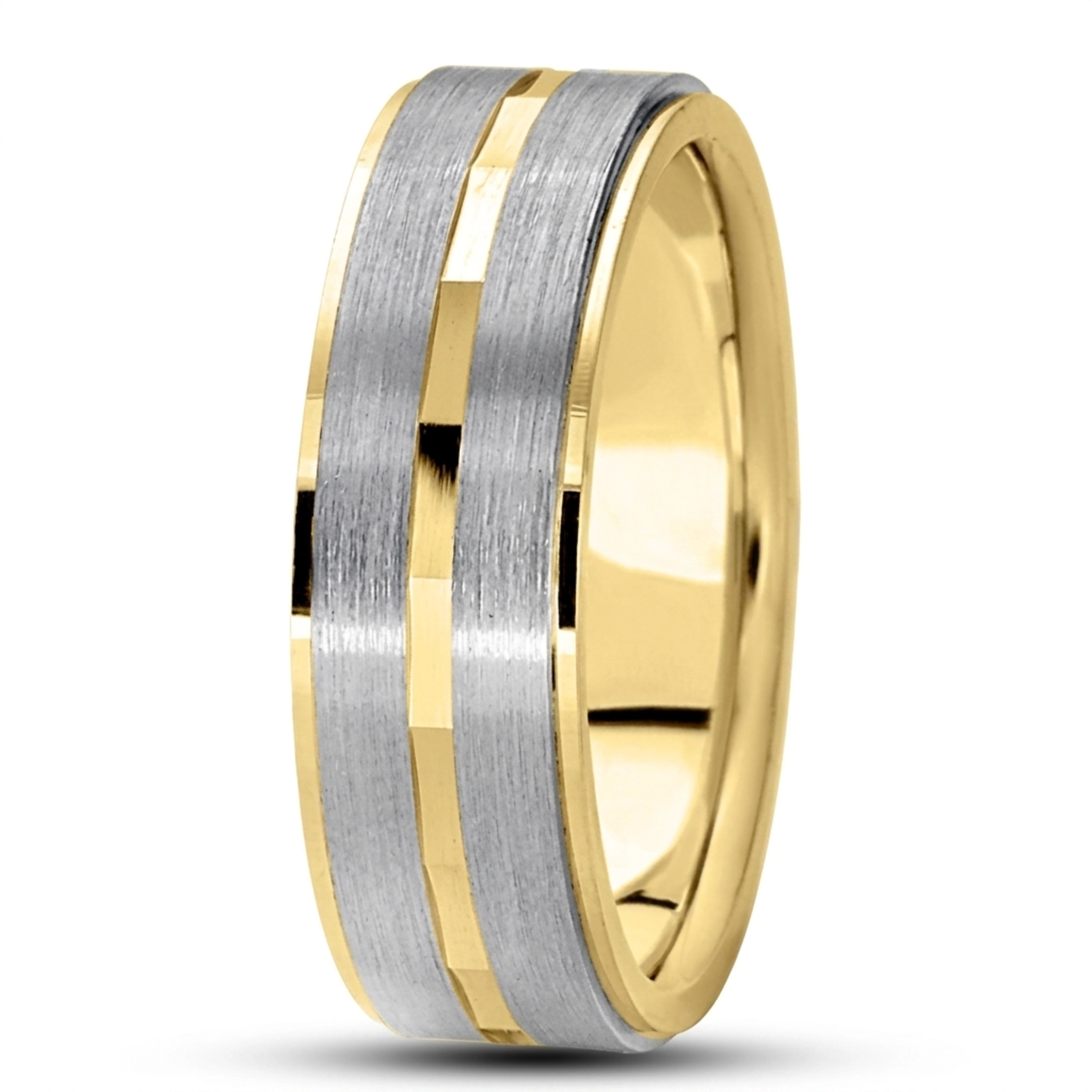 10K y-w-y-w-y gold 7mm. satin basic-diamond-carved-wedding-ring - alternate view 4