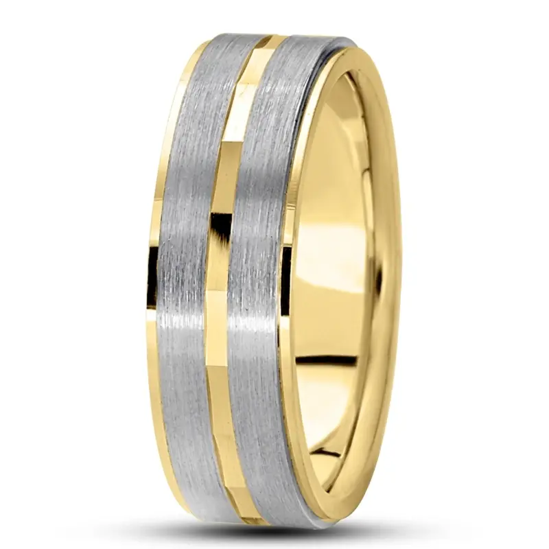 18K y-w-y-w-y gold 7mm. satin basic-diamond-carved-wedding-ring - alternate view 3