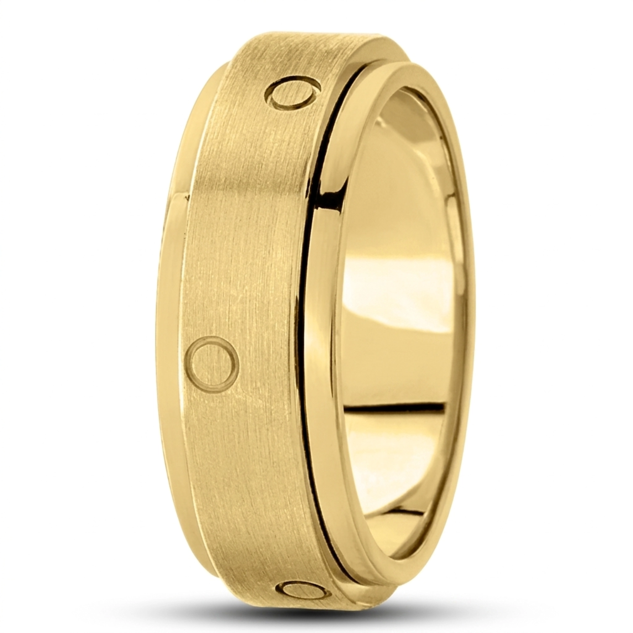 10K yellow gold 8mm. satin basic-carved-diamond-cut-wedding-ring - alternate view 5