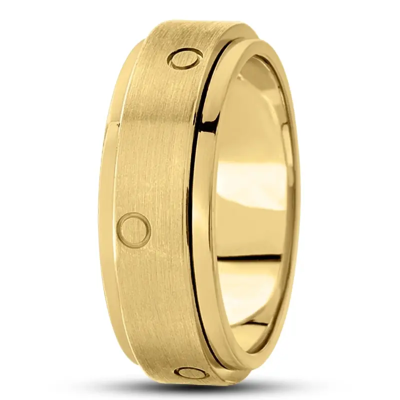 10K yellow gold 8mm. satin basic-carved-diamond-cut-wedding-ring - alternate view 5