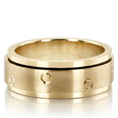 10K yellow gold 8mm. satin basic-carved-diamond-cut-wedding-ring - alternate view 2 thumbnail