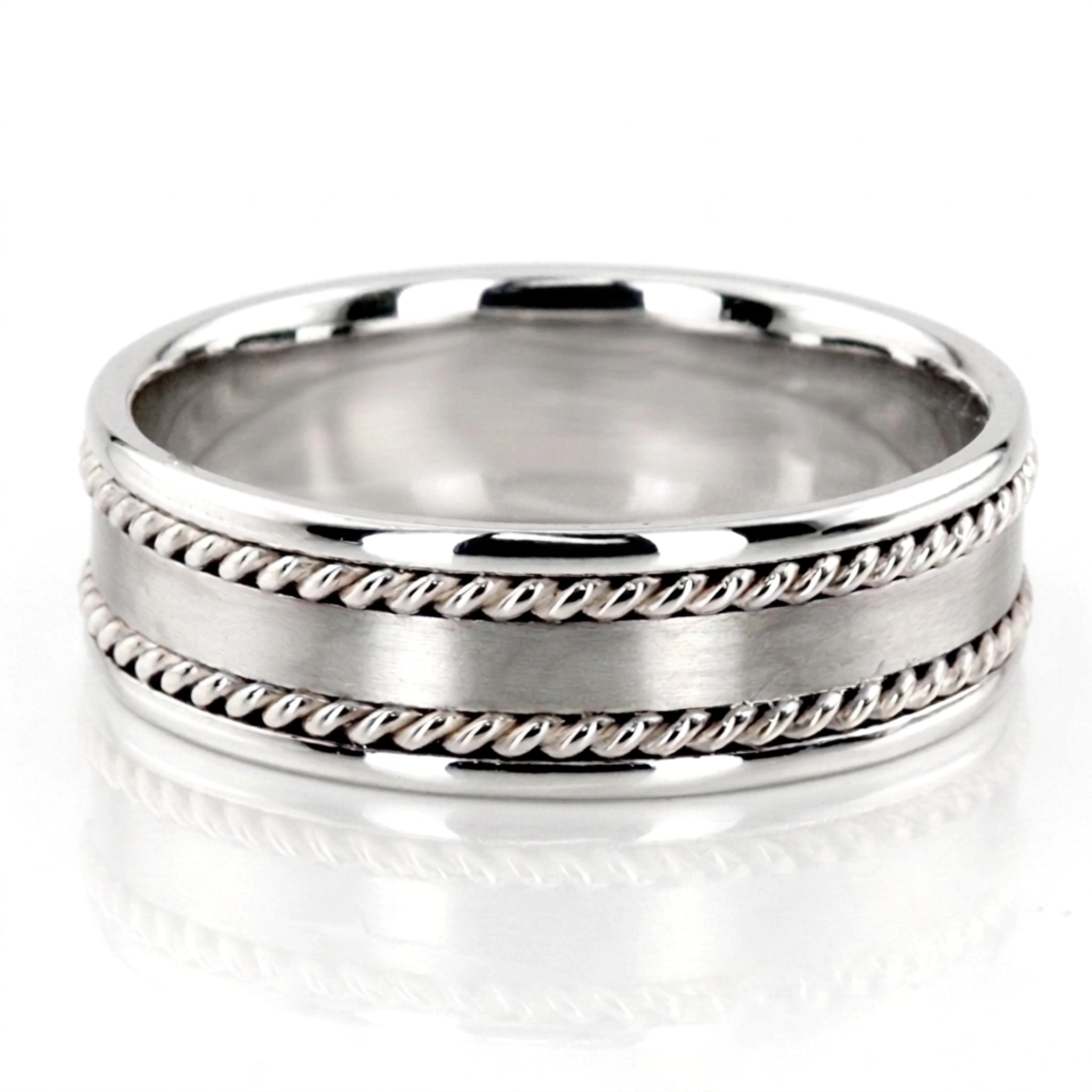 10K white gold 6mm. satin hand-made-wedding-band - main view