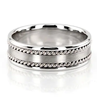 10K white gold 6mm. satin hand-made-wedding-band - main view thumbnail