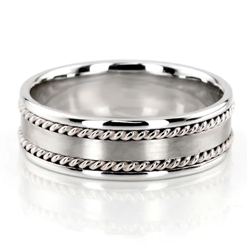 10K white gold 6mm. satin hand-made-wedding-band - main view