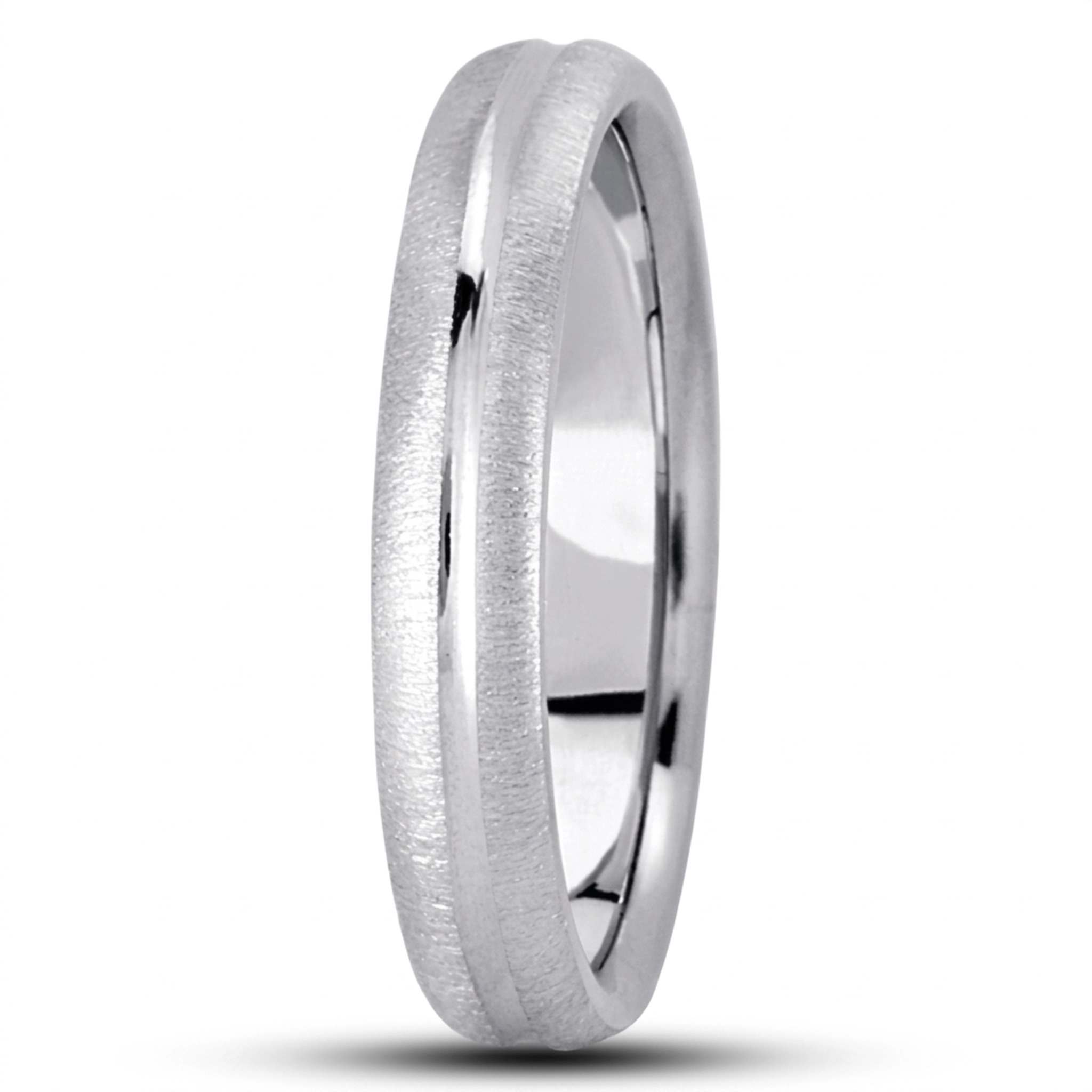 10K white gold 4mm. cross satin simple-carved-wedding-bands - alternate view 5