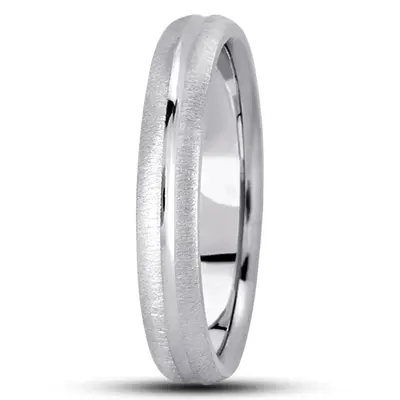 10K white gold 4mm. cross satin simple-carved-wedding-bands - alternate view 5 thumbnail