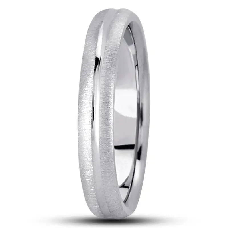 10K white gold 4mm. cross satin simple-carved-wedding-bands - alternate view 5