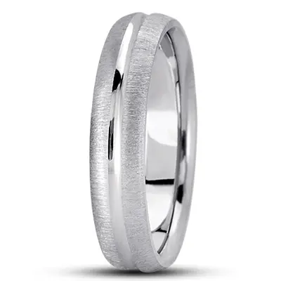 10K white gold 5mm. cross satin simple-carved-wedding-bands - main view thumbnail