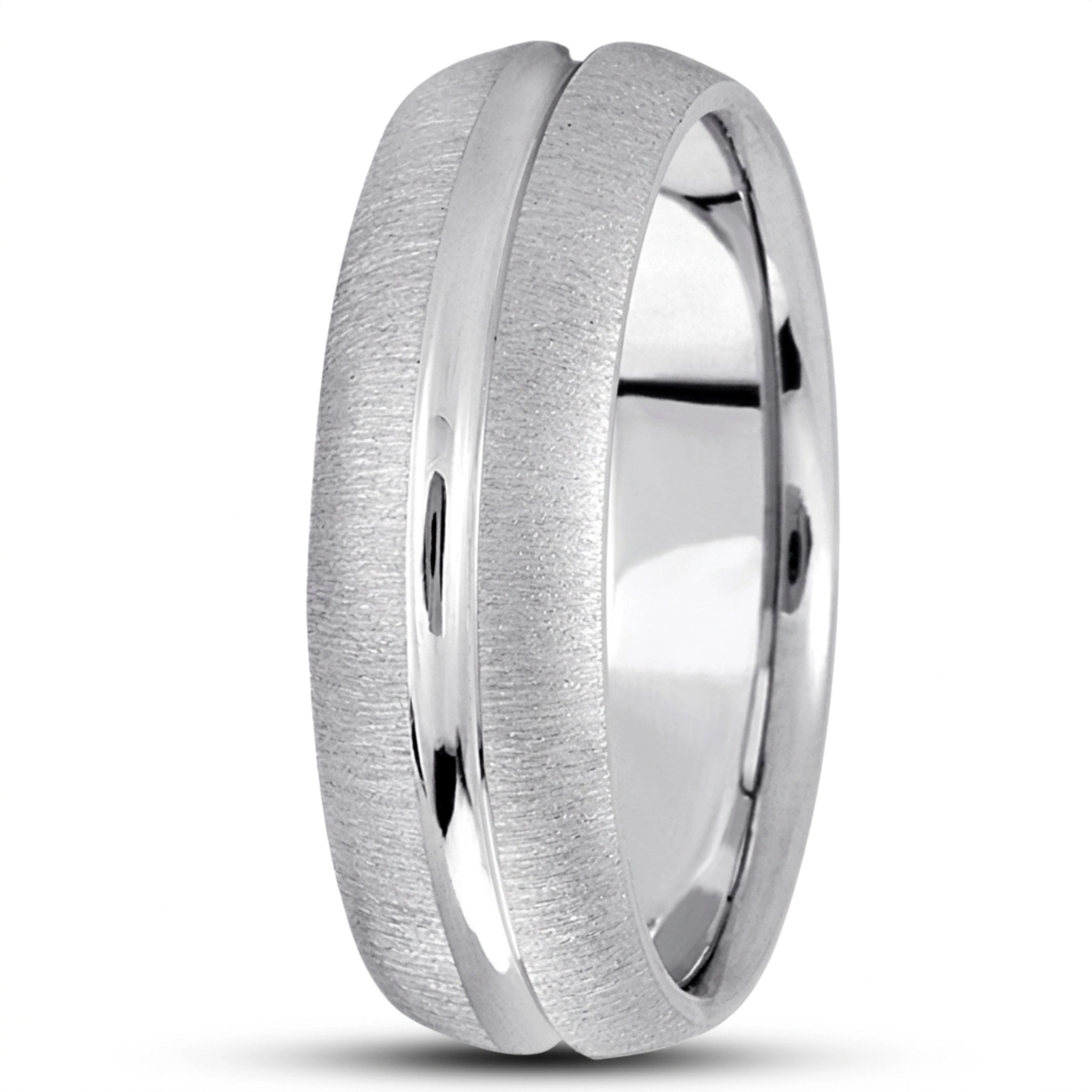 10K white gold 7mm. cross satin simple-carved-wedding-bands - alternate view 7
