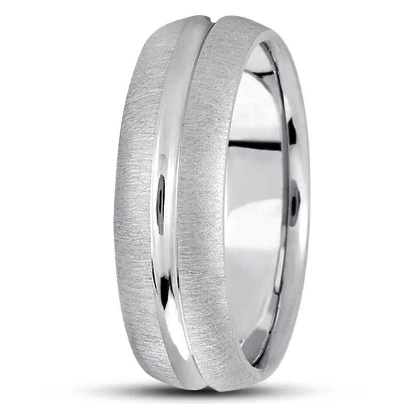 10K white gold 7mm. cross satin simple-carved-wedding-bands - alternate view 7