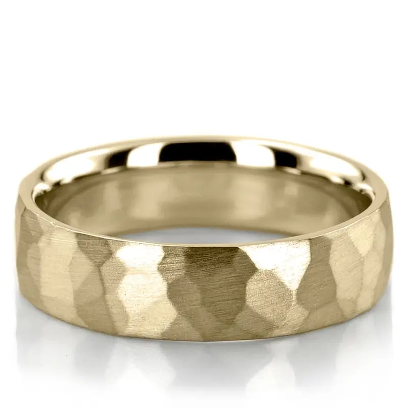 10K yellow gold 5mm. satin basic-diamond-carved-wedding-ring - alternate view 5