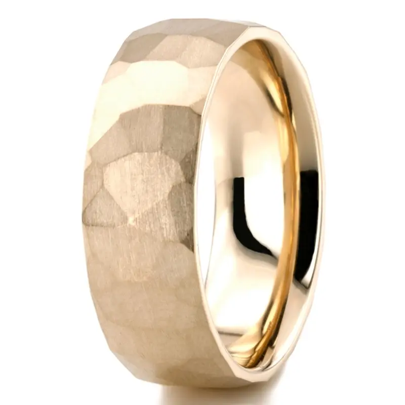 10K yellow gold 7mm. satin basic-diamond-carved-wedding-ring - alternate view 6