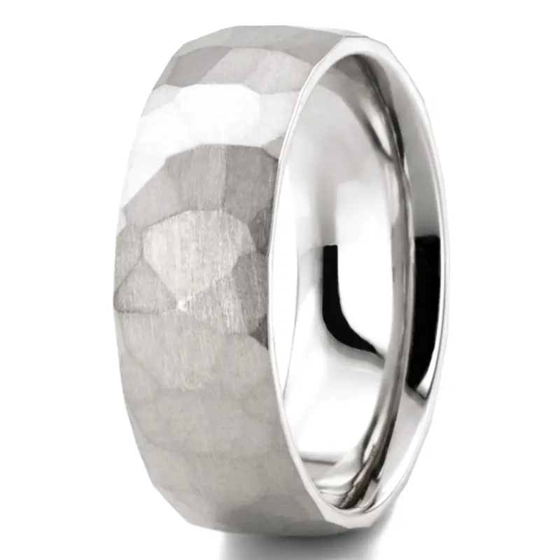 10K white gold 7mm. satin basic-diamond-carved-wedding-ring - alternate view 7