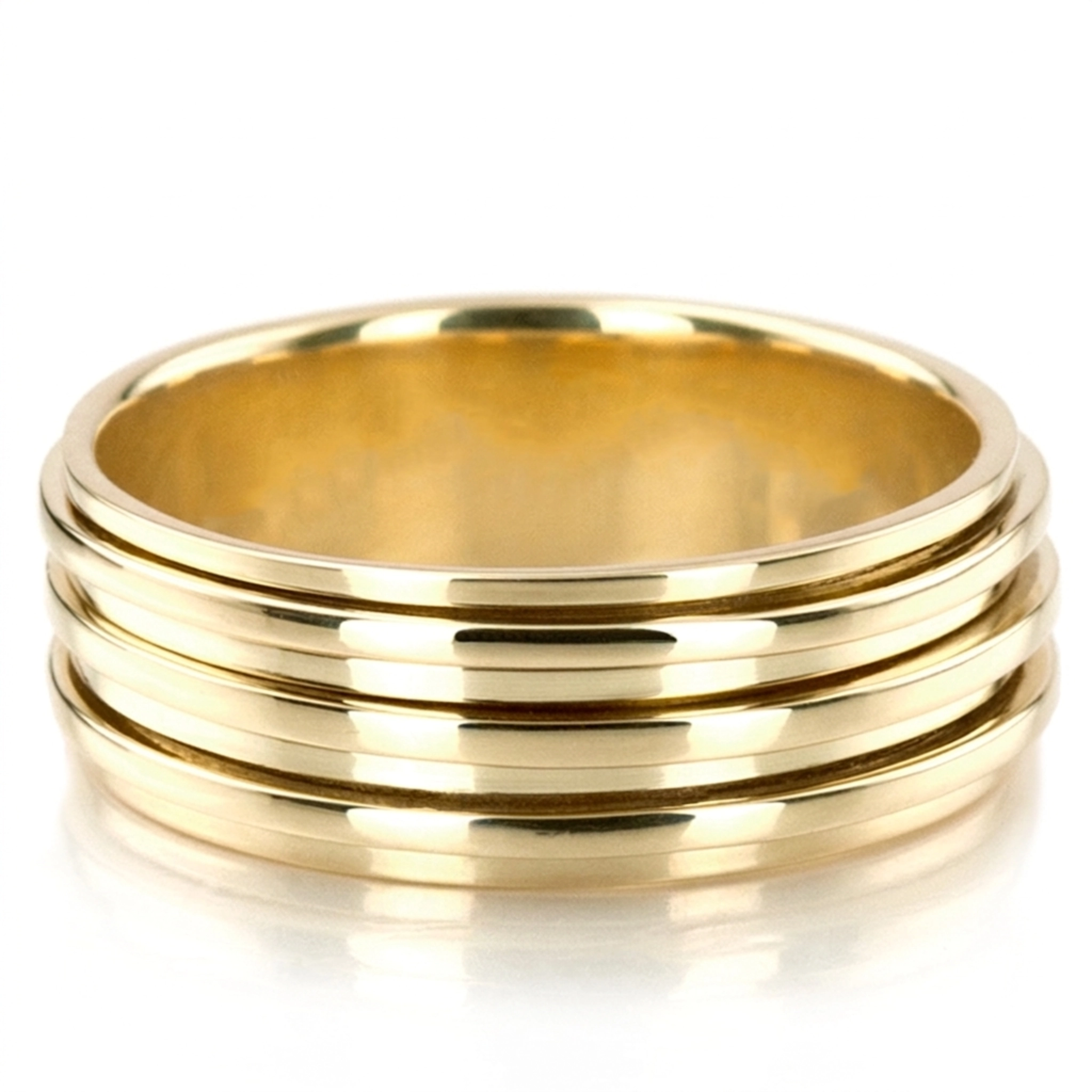 10K yellow gold 8mm. high polish basic-carved-diamond-cut-wedding-ring - alternate view 4