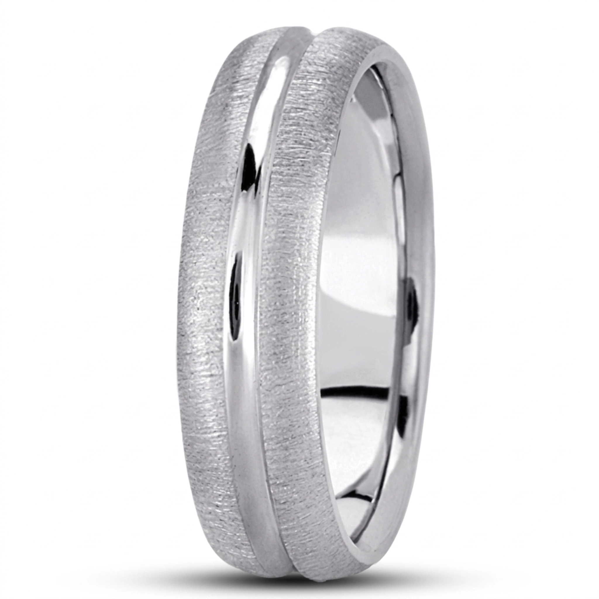 10K white gold 6mm. cross satin simple-carved-wedding-bands - alternate view 6