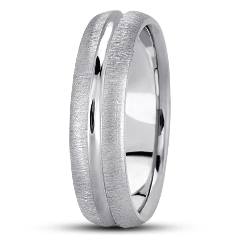 10K white gold 6mm. cross satin simple-carved-wedding-bands - alternate view 6