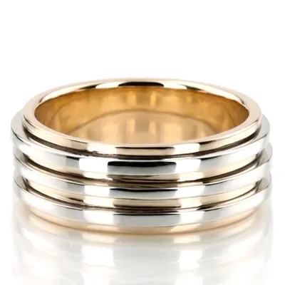 10K y-w-y-w-y gold 8mm. high polish basic-carved-diamond-cut-wedding-ring - alternate view 3 thumbnail