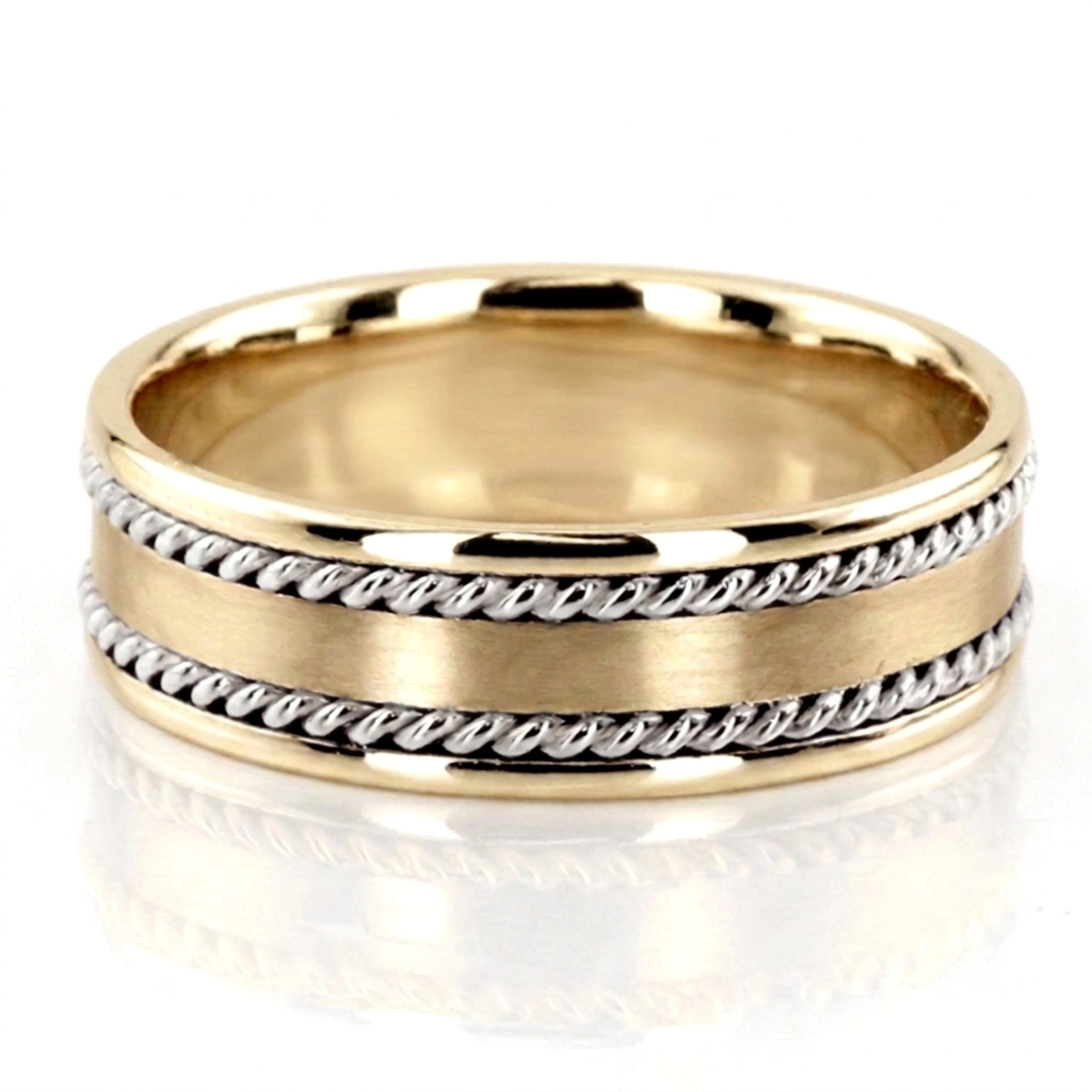 10K y-w-y-w-y-w-y gold 6mm. satin hand-made-wedding-band - alternate view 3