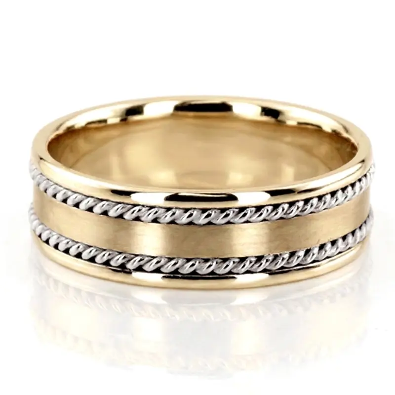 10K y-w-y-w-y-w-y gold 6mm. satin hand-made-wedding-band - alternate view 3