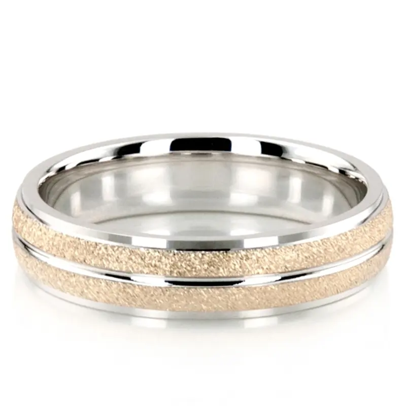 10K w-y-w-y-w gold 5mm. stone finish basic-carved-simple-wedding-bands - alternate view 10