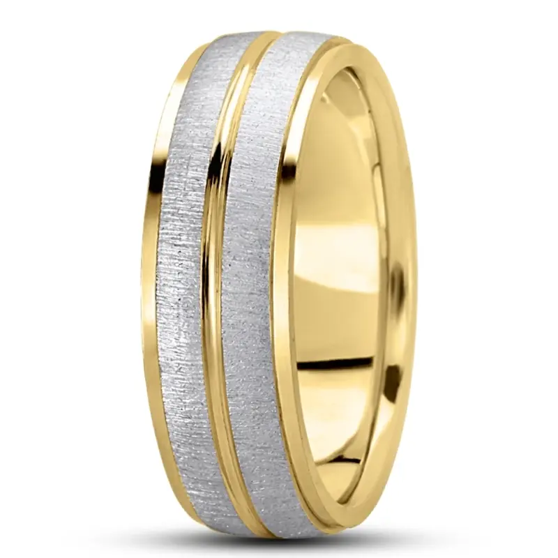 10K y-w-y-w-y gold 7mm. cross satin basic-carved-simple-wedding-bands - alternate view 5