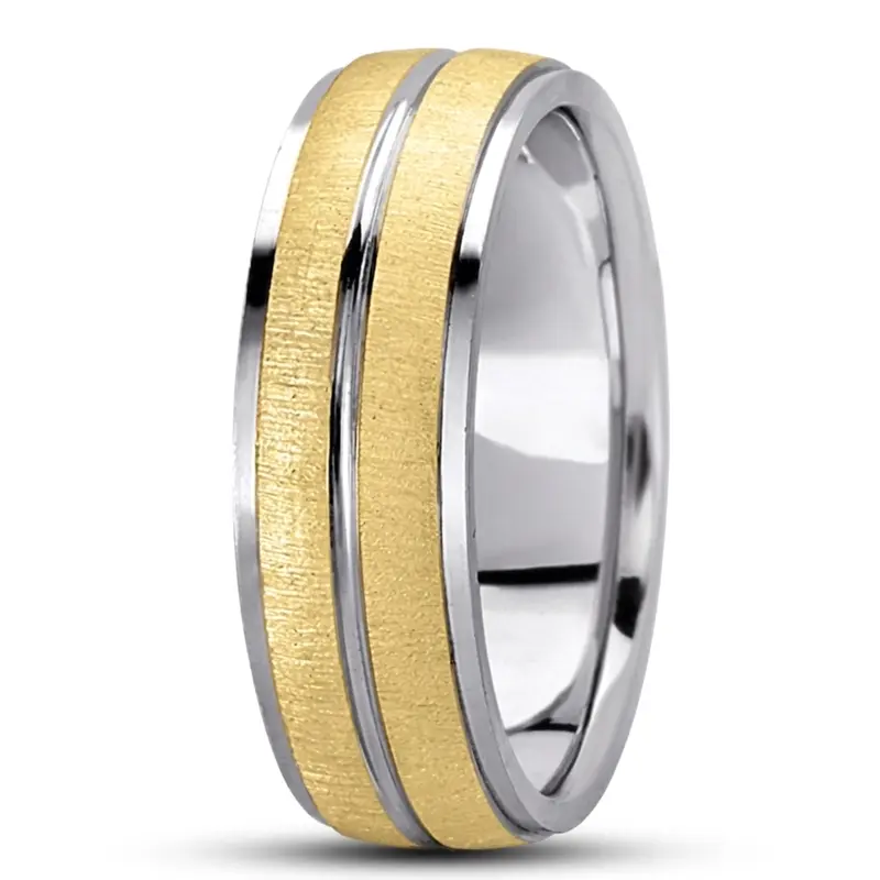 10K w-y-w-y-w gold 7mm. cross satin basic-carved-simple-wedding-bands - alternate view 3