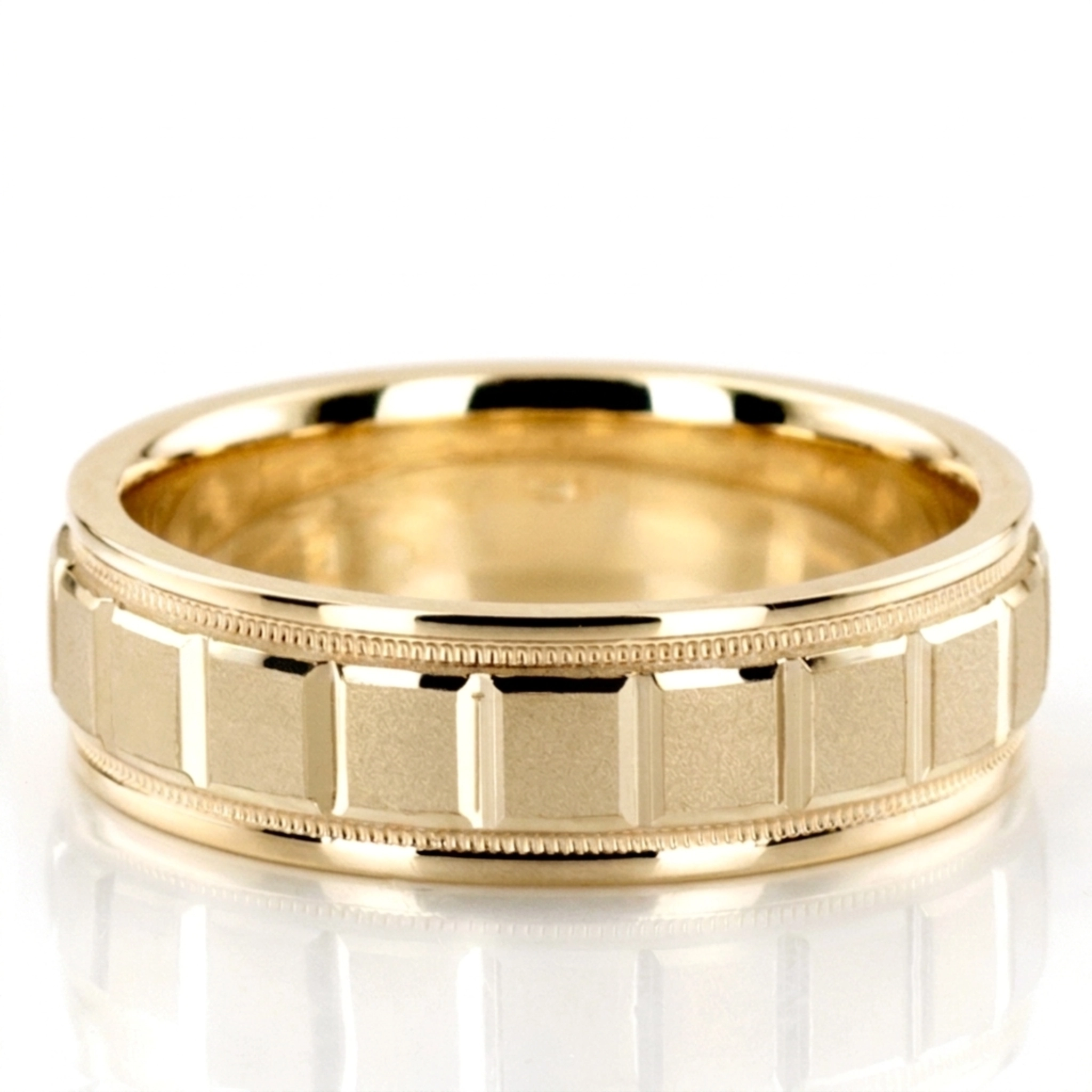10K yellow gold 6.5mm sand blast two-tone-wedding-bands - alternate view 3