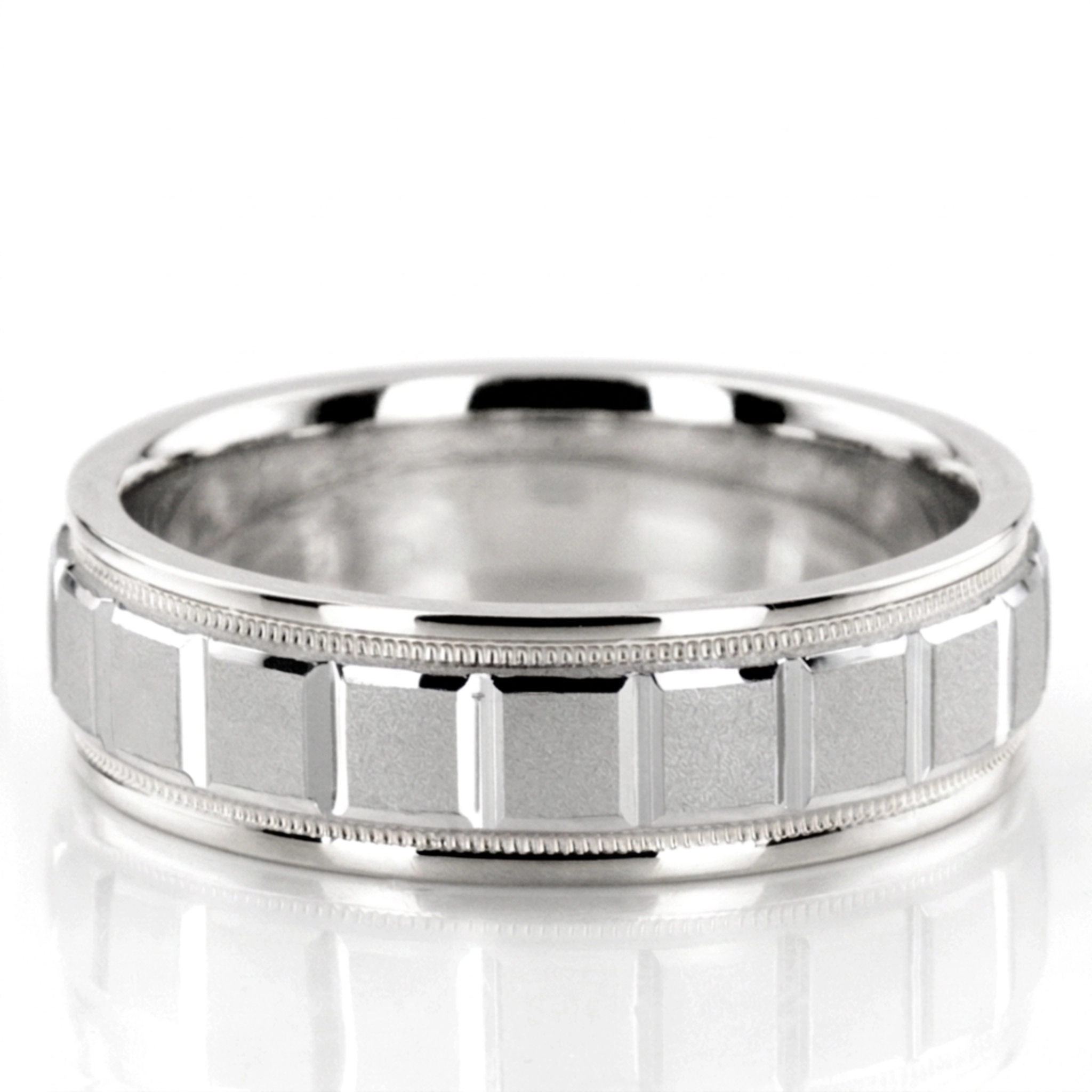 10K white gold 6.5mm sand blast two-tone-wedding-bands - alternate view 2