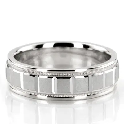 Chic Rectangular Cut Two-Tone Wedding Ring  - view 2 of 4