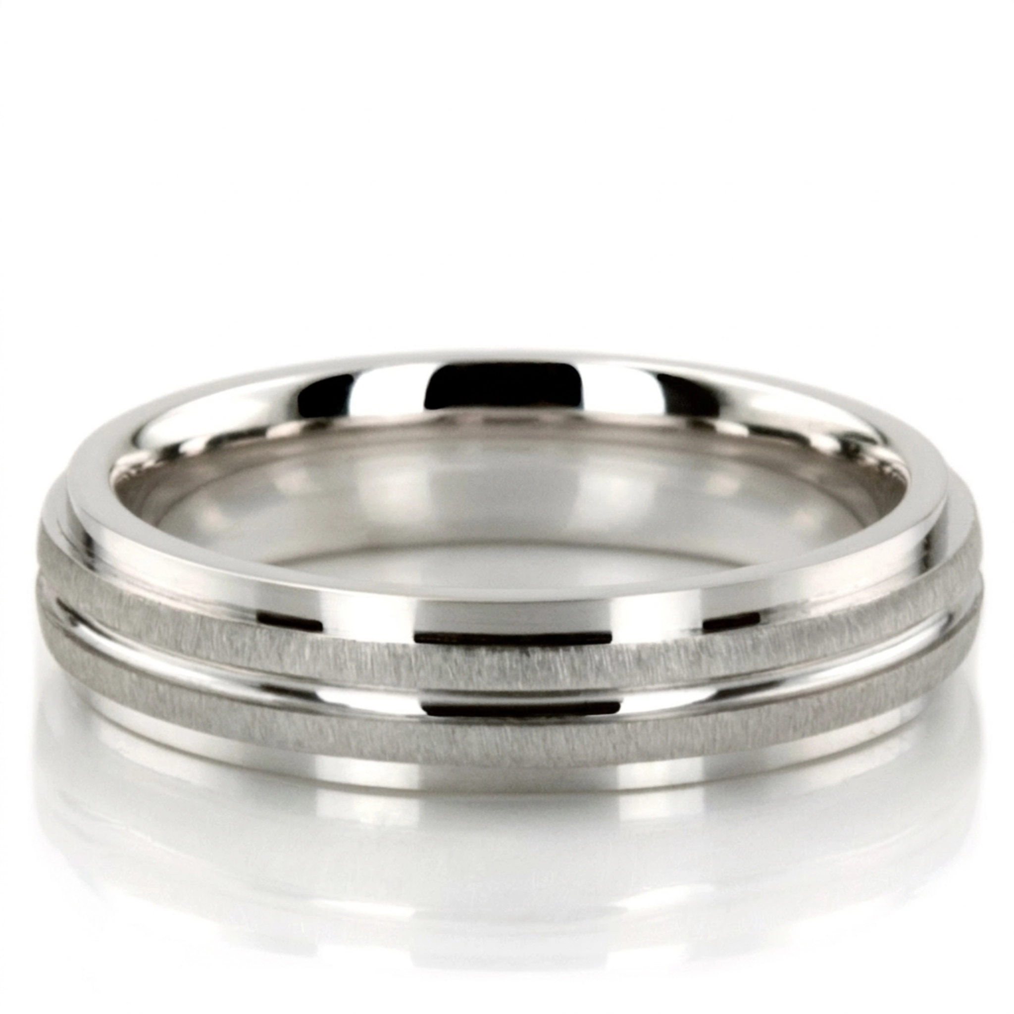10K white gold 5mm. cross satin basic-carved-simple-wedding-bands - alternate view 8