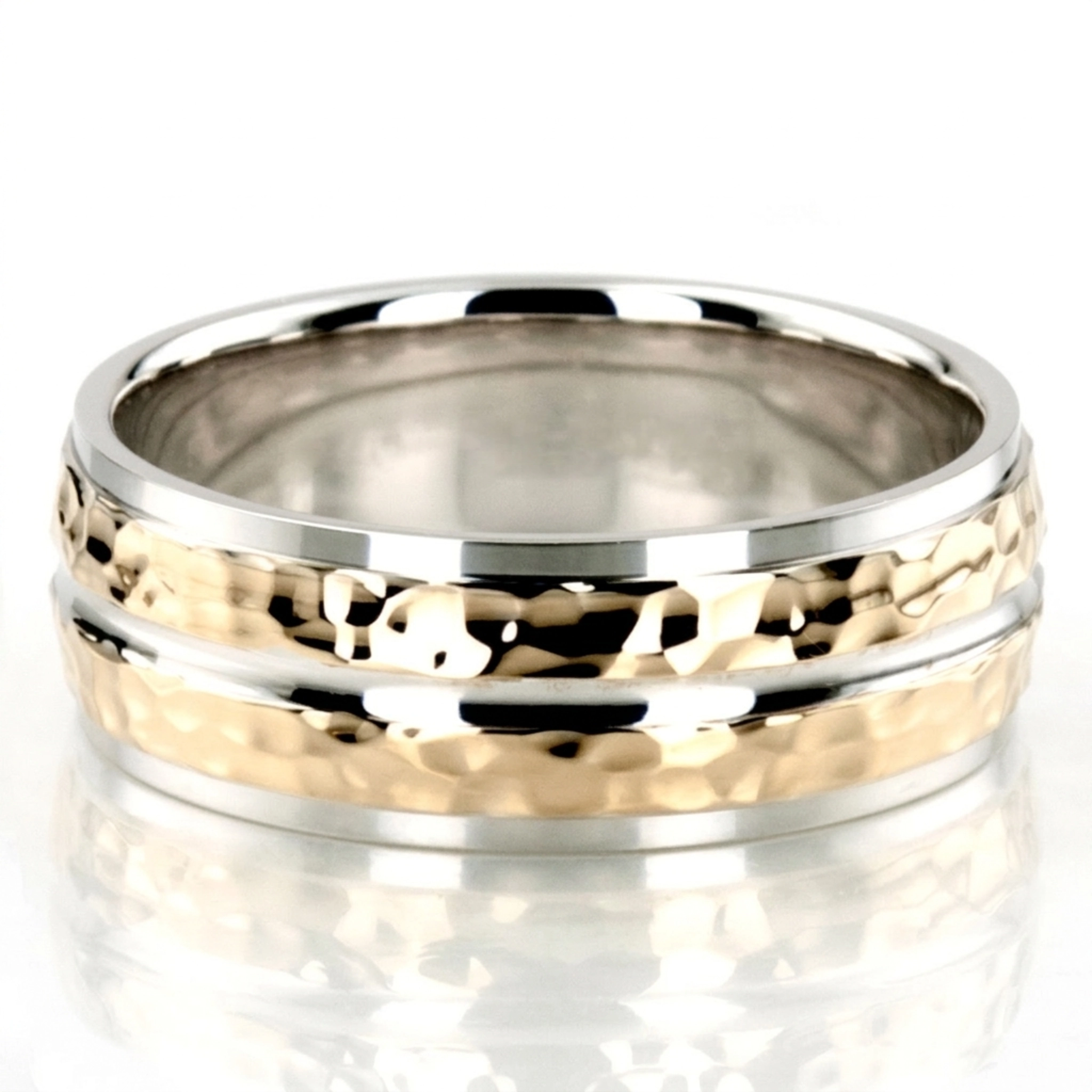10K w-y-w-y-w gold 7mm. hammer basic-carved-simple-wedding-bands - alternate view 11