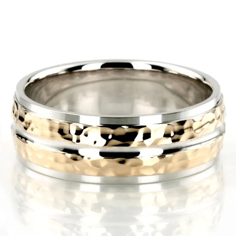 10K w-y-w-y-w gold 7mm. hammer basic-carved-simple-wedding-bands - alternate view 11