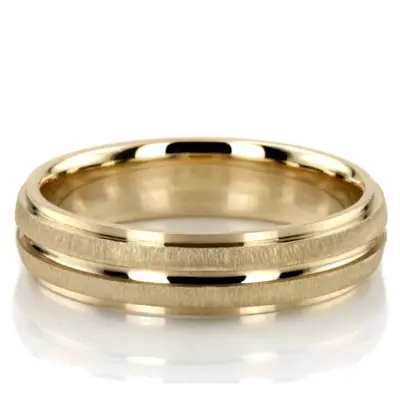 10K yellow gold 5mm. cross satin basic-carved-simple-wedding-bands - alternate view 2 thumbnail