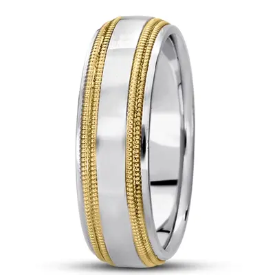 10K w-y-w-y-w gold 7mm. high polish basic-carved-simple-wedding-bands - main view thumbnail