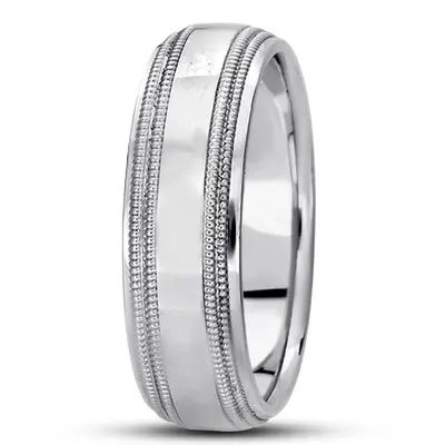 10K white gold 7mm. high polish basic-carved-simple-wedding-bands - alternate view 2 thumbnail