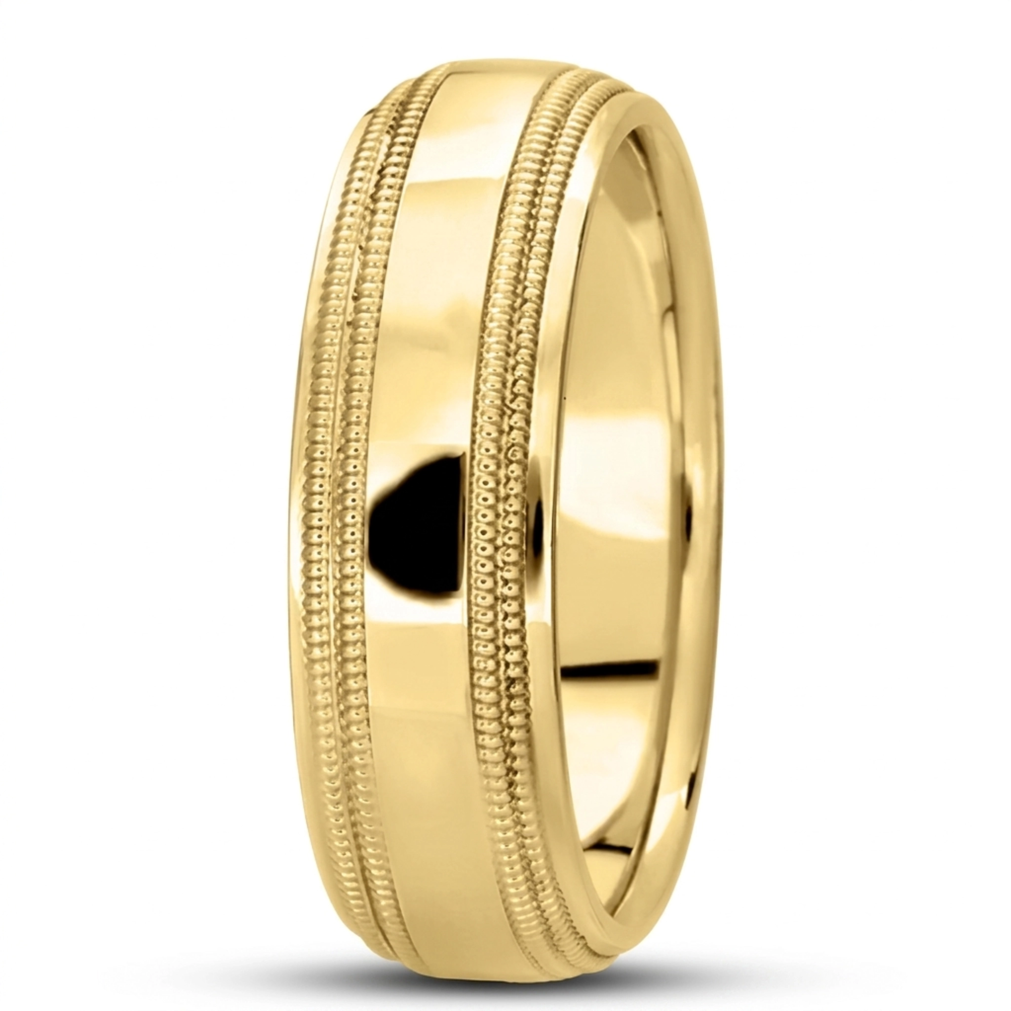 10K yellow gold 7mm. high polish basic-carved-simple-wedding-bands - alternate view 3