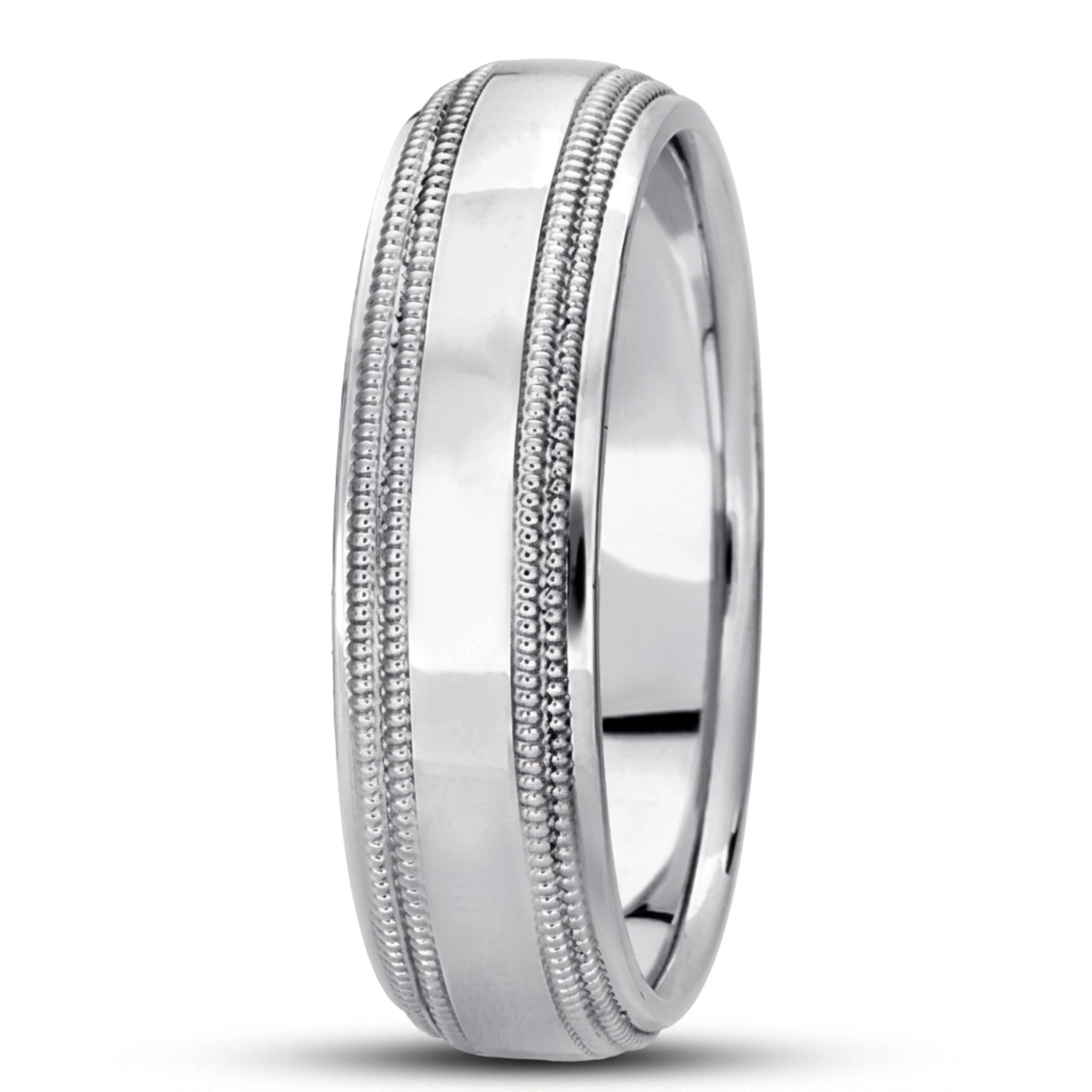 10K white gold 6mm. high polish basic-carved-simple-wedding-bands - alternate view 6