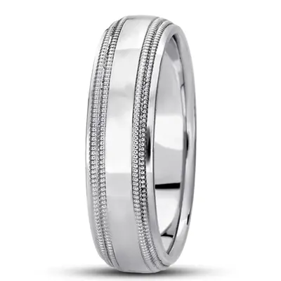 10K white gold 6mm. high polish basic-carved-simple-wedding-bands - alternate view 6 thumbnail