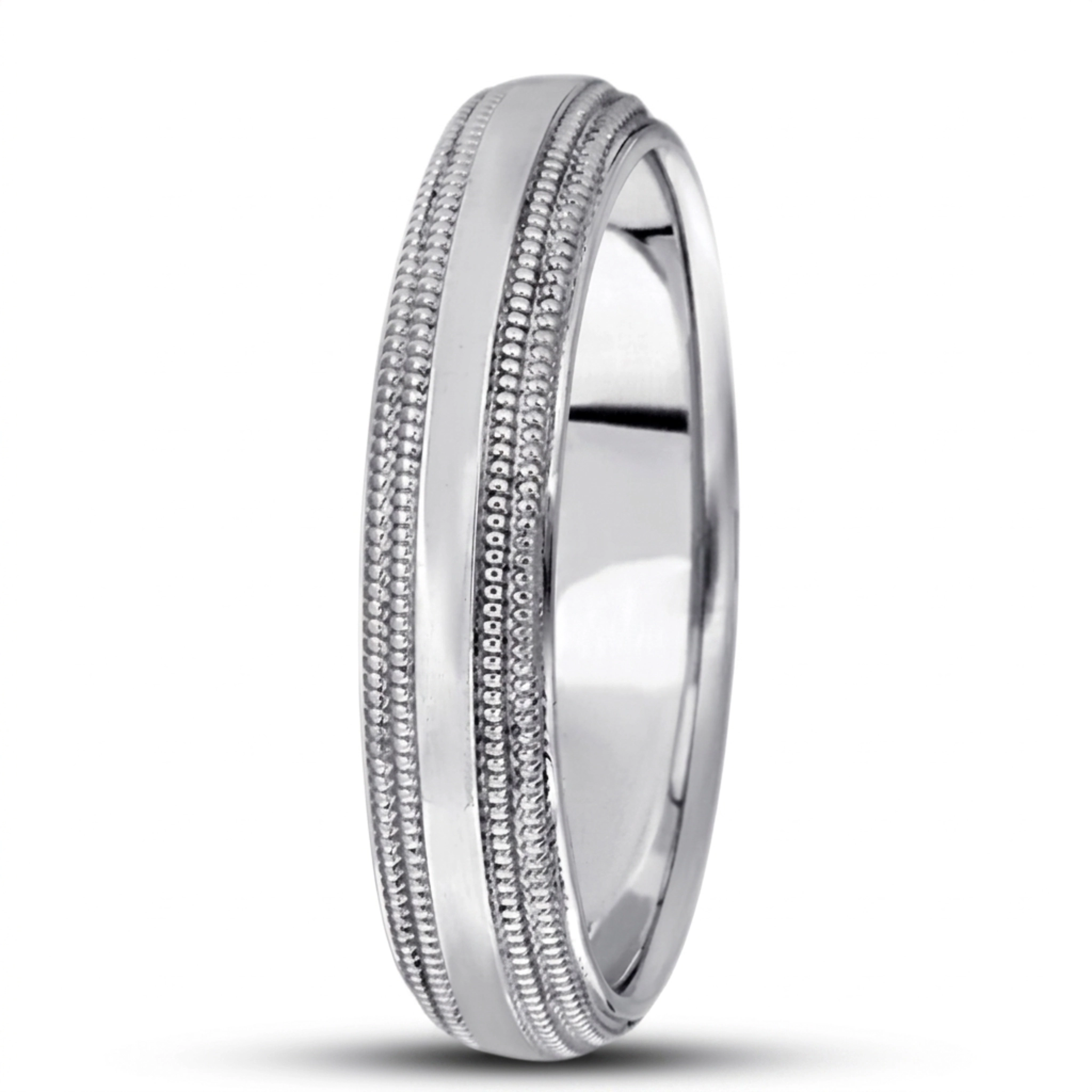 10K white gold 5mm. high polish basic-carved-simple-wedding-bands - alternate view 8