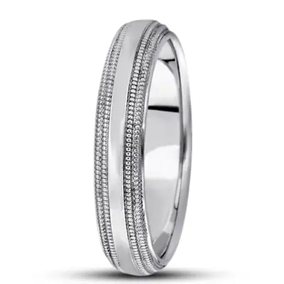 10K white gold 5mm. high polish basic-carved-simple-wedding-bands - alternate view 8 thumbnail