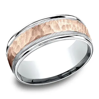 Benchmark Two-Toned Comfort-Fit Hammer Finish Design Band - view 4 of 4