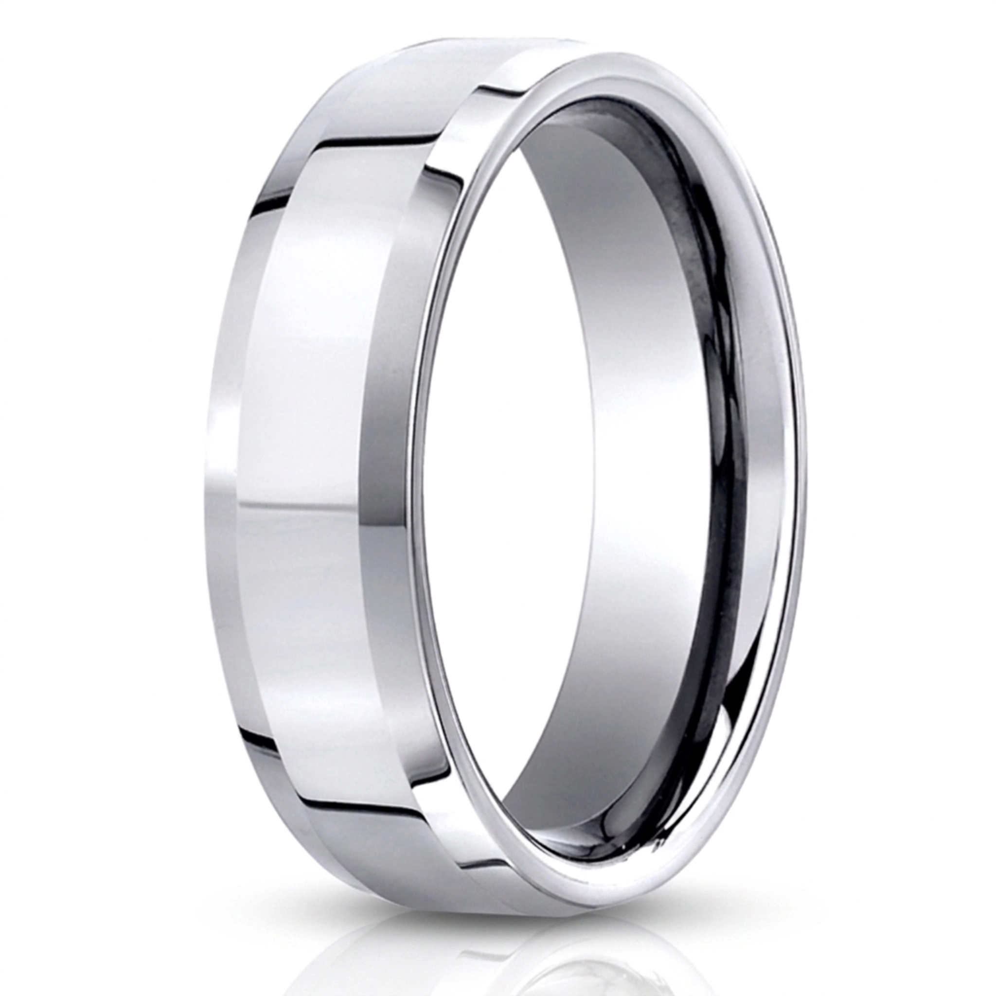 10K white gold 6mm. high polish 6mm–Comfort-Fit-High-Polished-Carved-Design-Band - main view