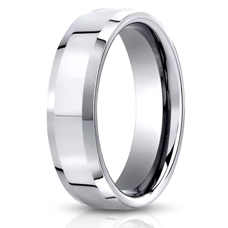 14K white gold 6mm. high polish 6mm–Comfort-Fit-High-Polished-Carved-Design-Band - alternate view 2