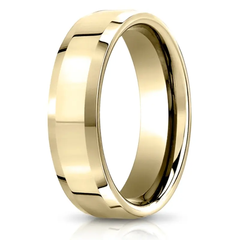 14K yellow gold 6mm. high polish 6mm–Comfort-Fit-High-Polished-Carved-Design-Band - main view