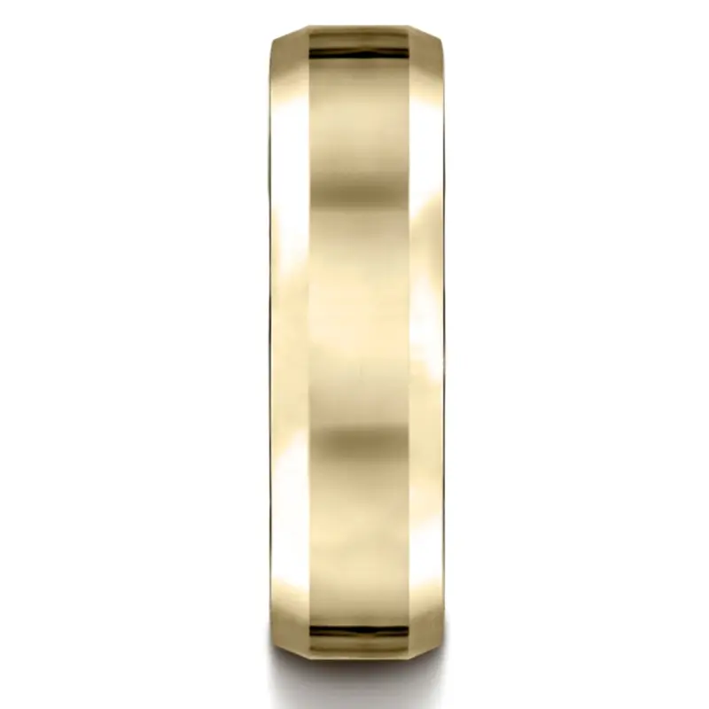 14K yellow gold 6mm. high polish 6mm–Comfort-Fit-High-Polished-Carved-Design-Band - alternate view 3