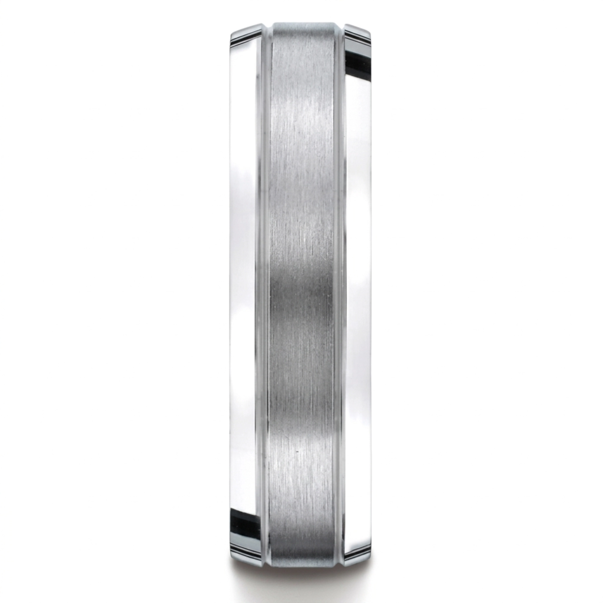 10K white gold 6mm. satin 6mm-Comfort-Fit-Satin-Finished-High-Polished-Bevel - alternate view 3